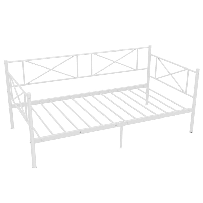 Lit de jour moderne en métal, taille double, plateforme avec structure métallique robuste