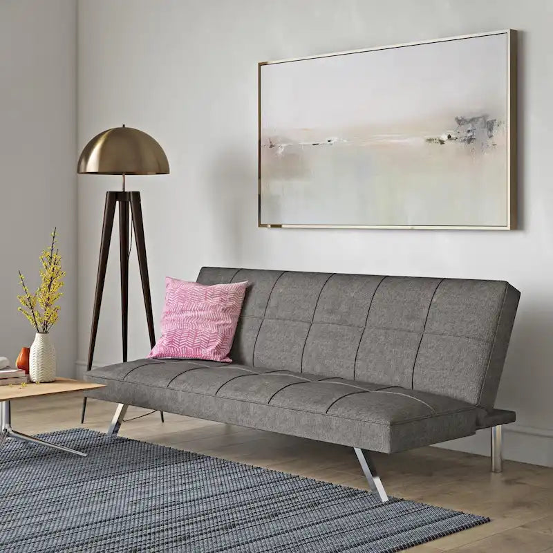 Canapé-lit futon à cadre métallique avec pieds en acier inoxydable - 32,30 x 68,90 x 29,15