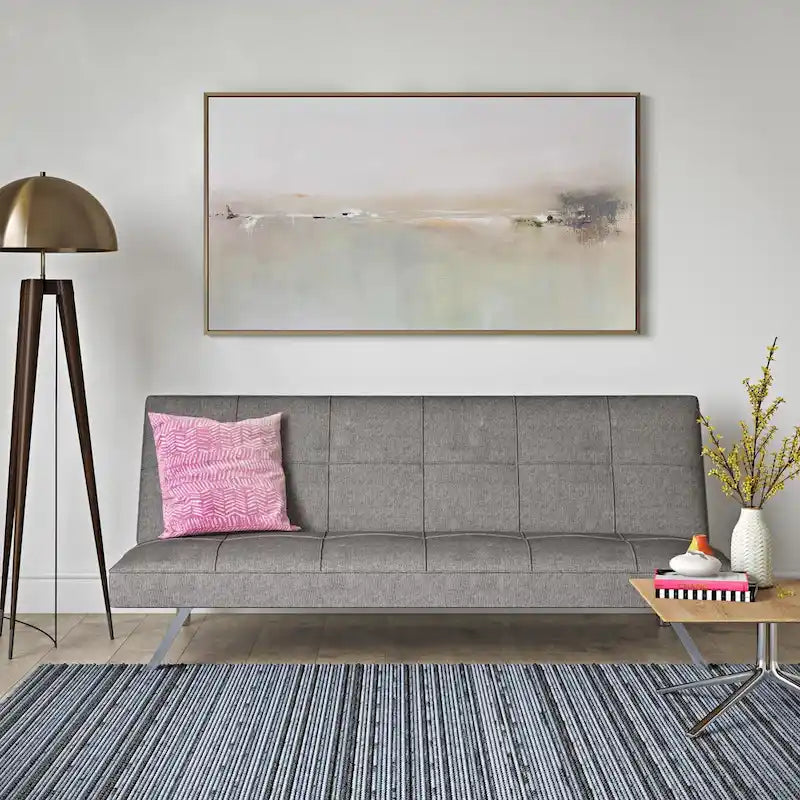Canapé-lit futon à cadre métallique avec pieds en acier inoxydable - 32,30 x 68,90 x 29,15