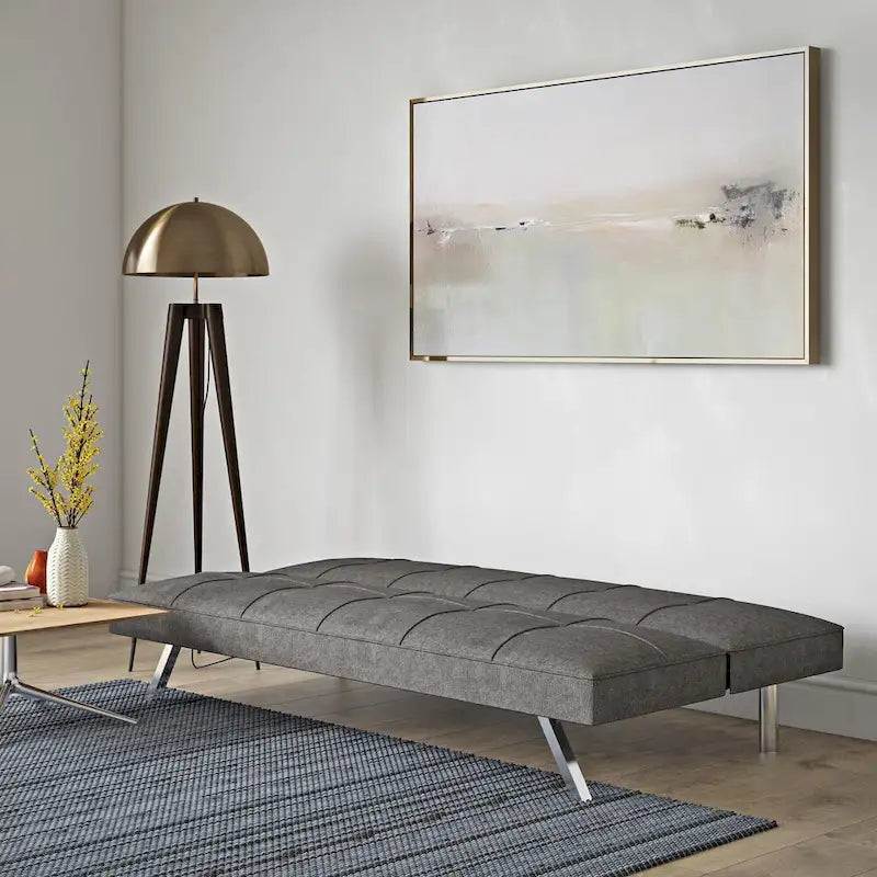 Canapé-lit futon à cadre métallique avec pieds en acier inoxydable - 32,30 x 68,90 x 29,15