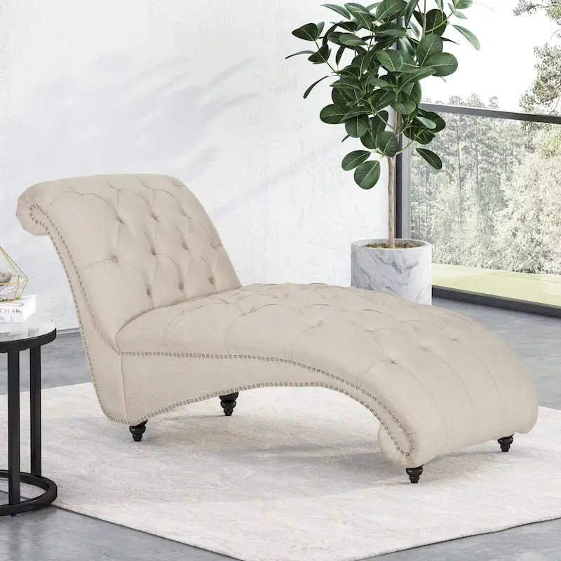 Méridienne contemporaine capitonnée - 64,25 L x 29,00 L x 33,75 H