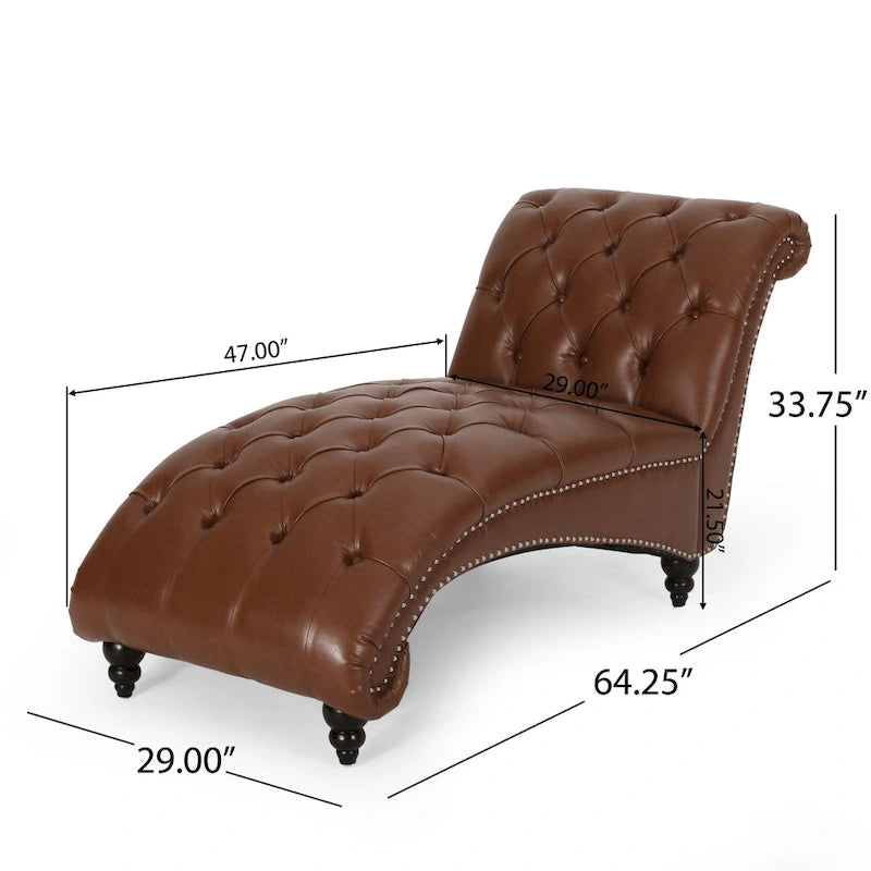 Méridienne contemporaine capitonnée - 64,25 L x 29,00 L x 33,75 H