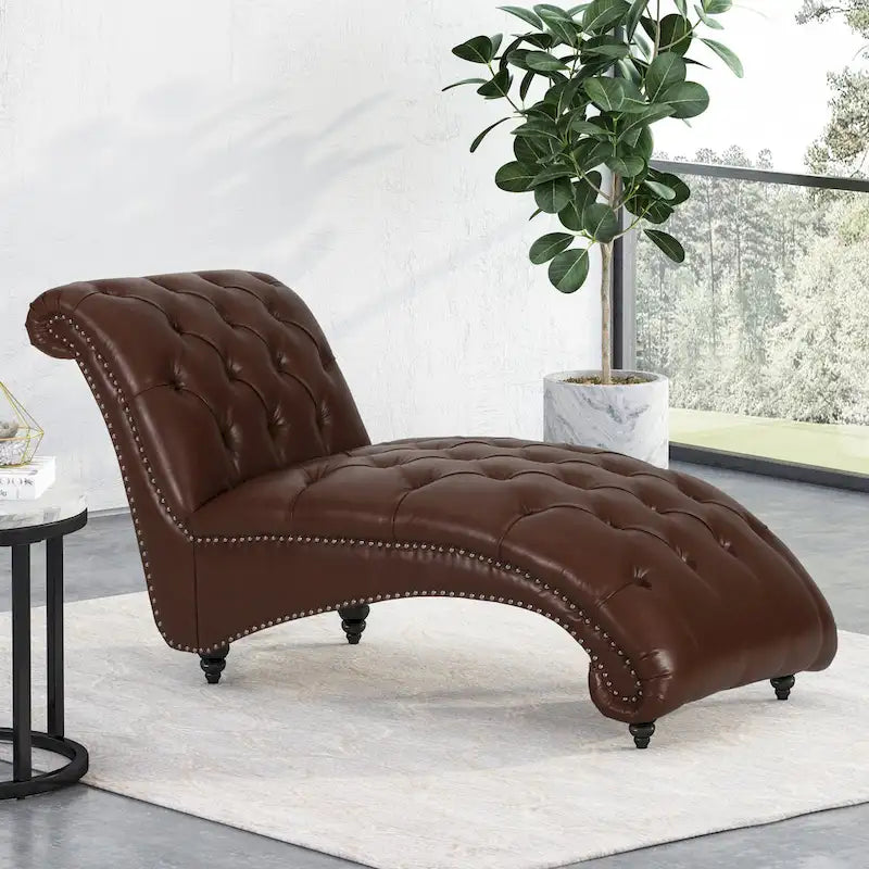 Méridienne contemporaine capitonnée - 64,25 L x 29,00 L x 33,75 H