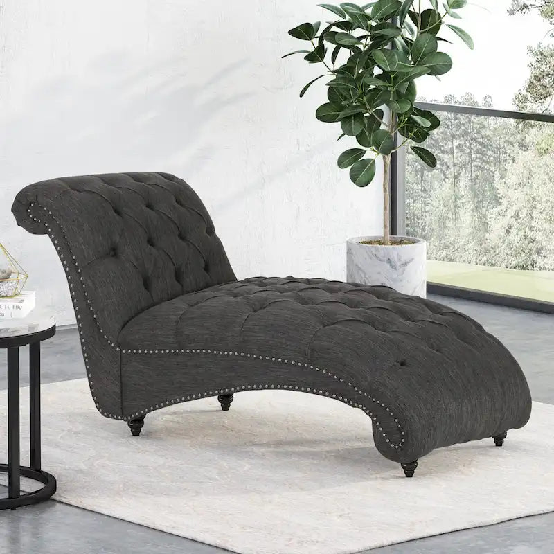 Méridienne contemporaine capitonnée - 64,25 L x 29,00 L x 33,75 H
