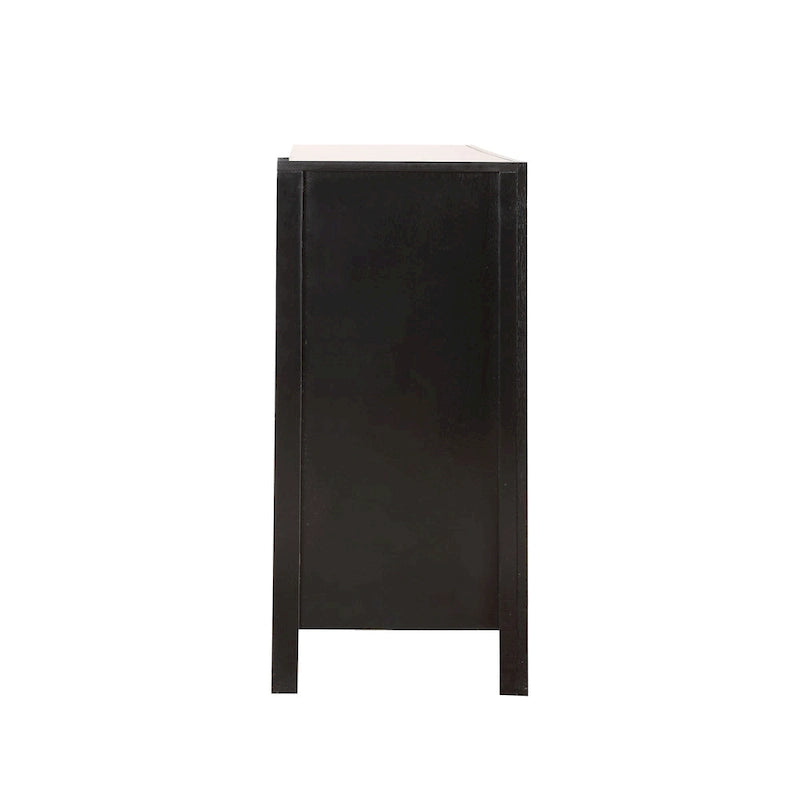 Commode en bois de style transitoire à 6 tiroirs avec quincaillerie argentée pour la chambre à coucher