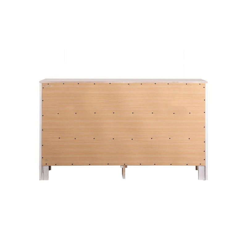 Commode en bois de style transitoire à 6 tiroirs avec quincaillerie argentée pour la chambre à coucher