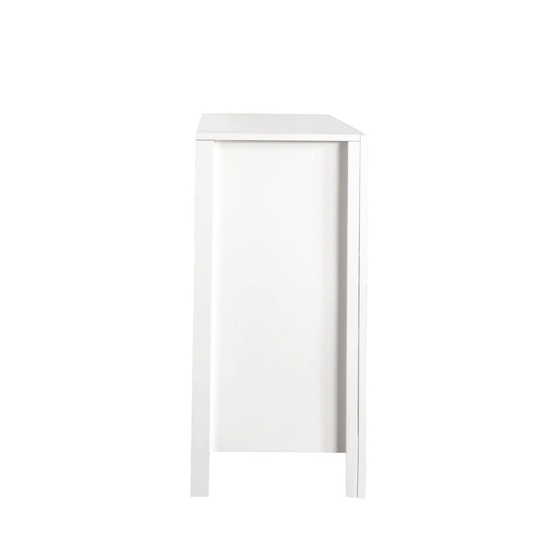 Commode en bois de style transitoire à 6 tiroirs avec quincaillerie argentée pour la chambre à coucher