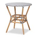 Table à manger classique française en rotin naturel tressé noir et blanc pour l'intérieur et l'extérieur