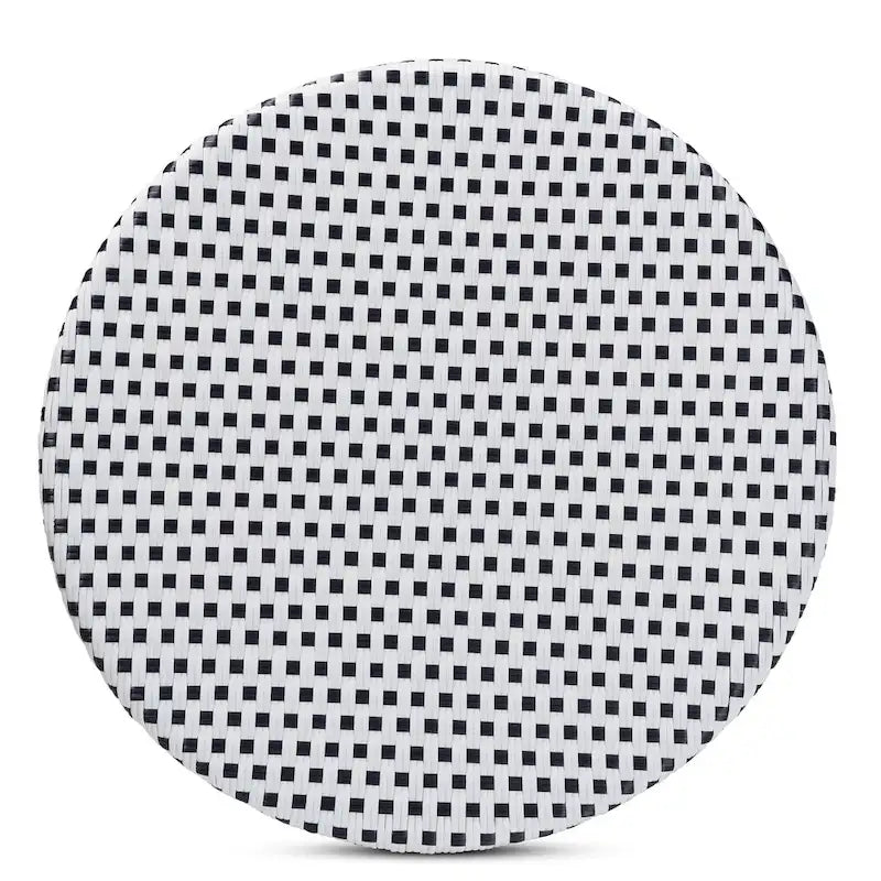 Table à manger classique française en rotin naturel tressé noir et blanc pour l'intérieur et l'extérieur