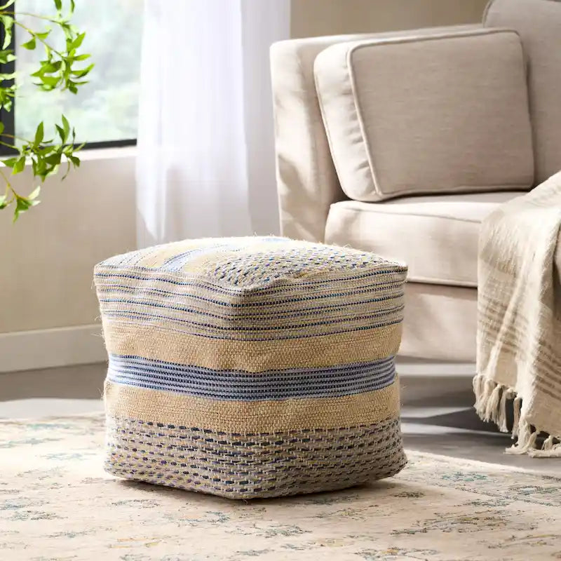 Pouf en tissu bohème fait main