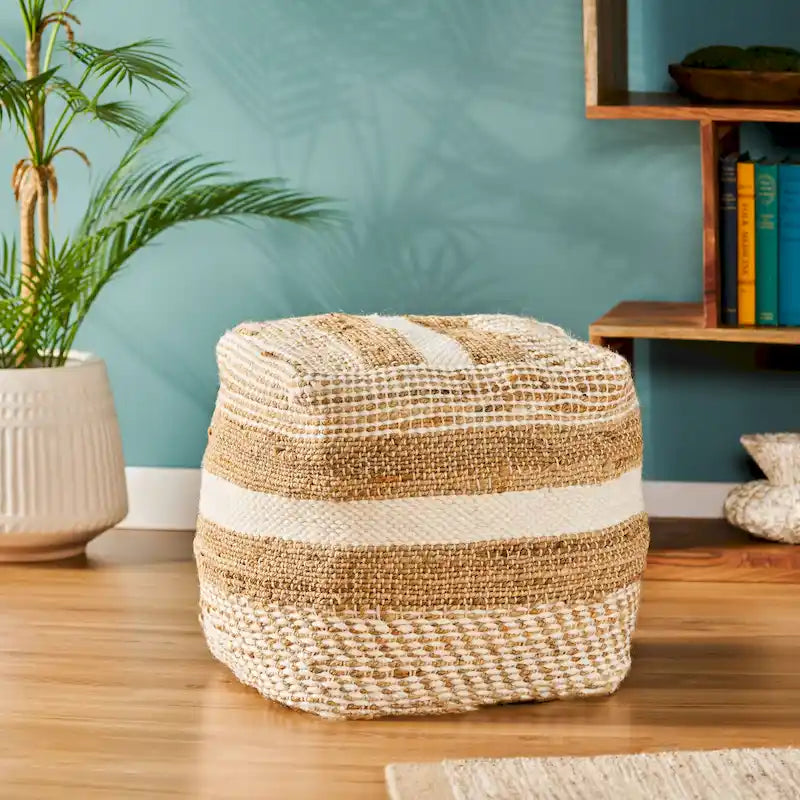 Pouf en tissu bohème fait main