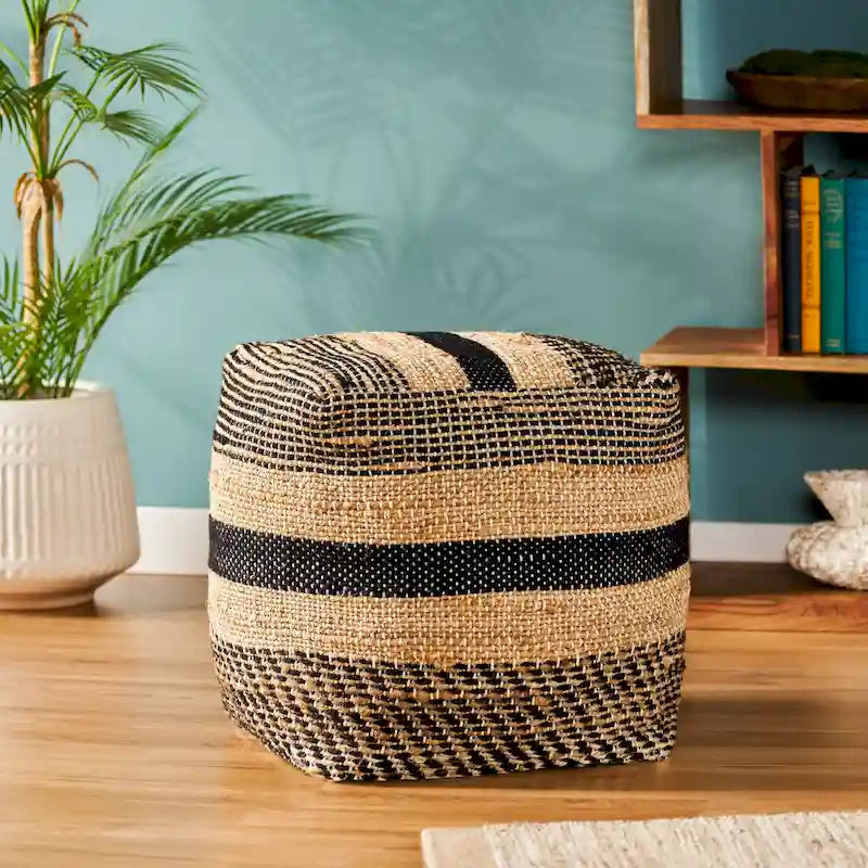 Pouf en tissu bohème fait main