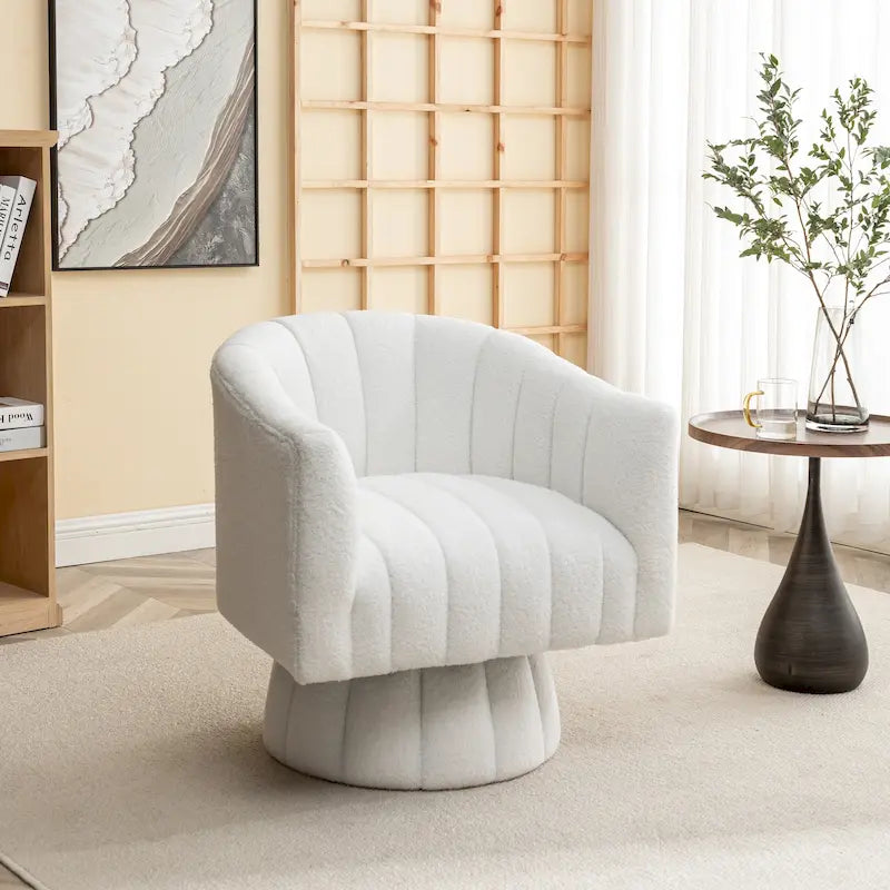 Fauteuil rond pivotant rembourré en velours style glamour moderne