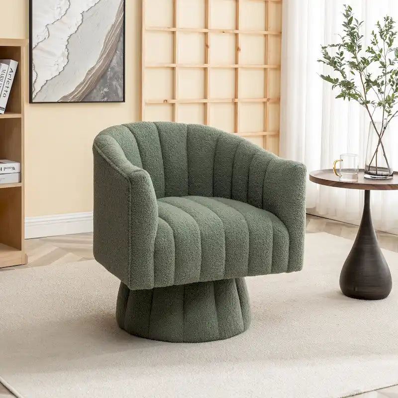 Fauteuil rond pivotant rembourré en velours style glamour moderne