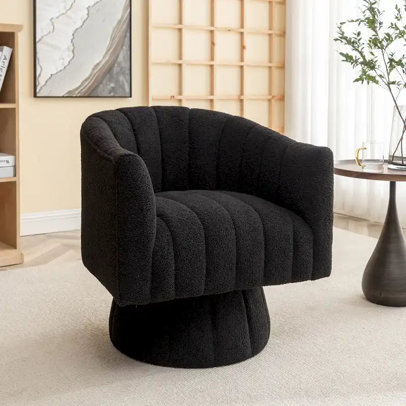 Fauteuil rond pivotant rembourré en velours style glamour moderne