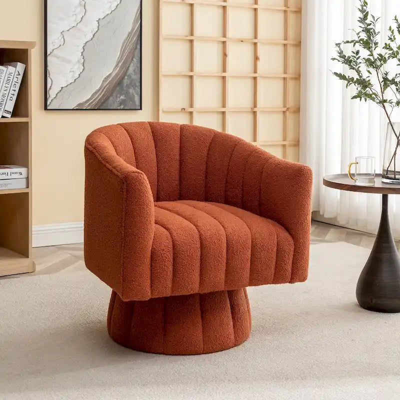 Fauteuil rond pivotant rembourré en velours style glamour moderne
