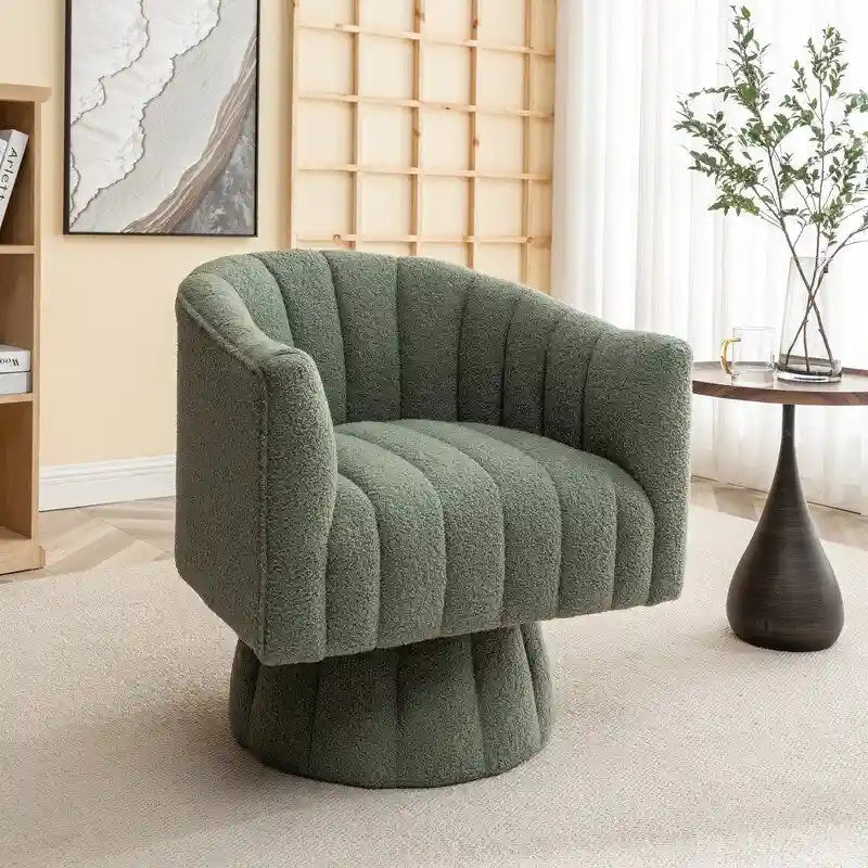 Fauteuil rond pivotant rembourré en velours style glamour moderne