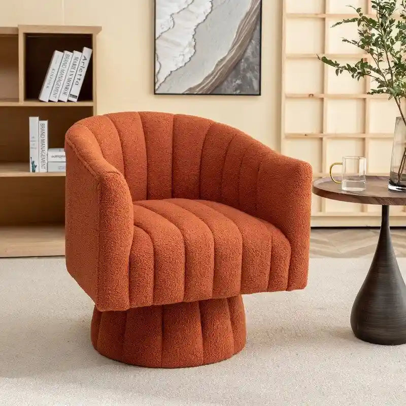 Fauteuil rond pivotant rembourré en velours style glamour moderne