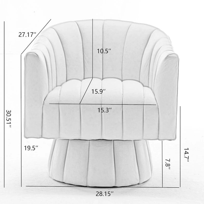 Fauteuil rond pivotant rembourré en velours style glamour moderne