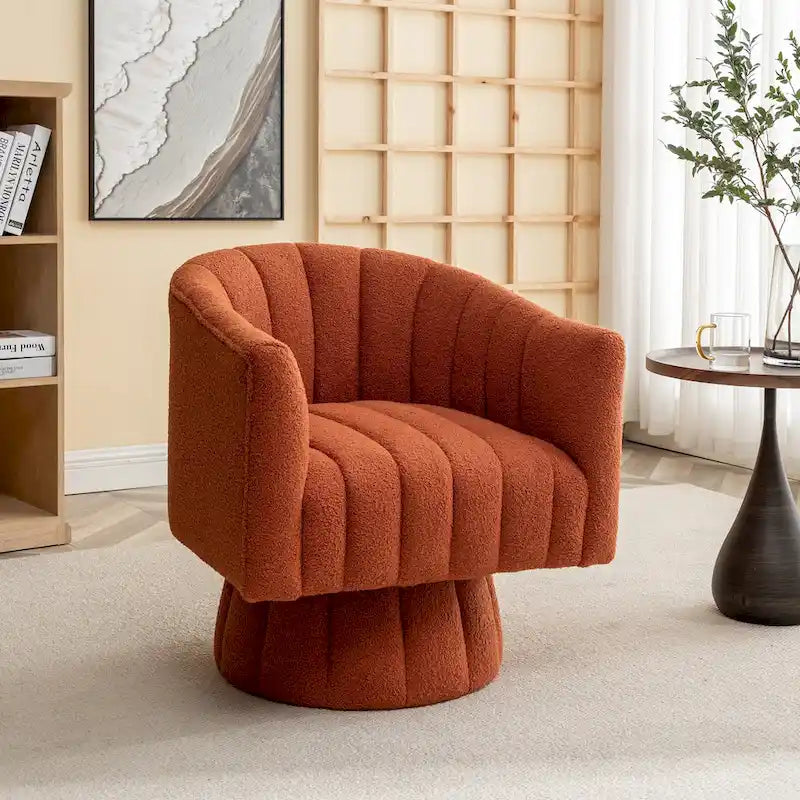 Fauteuil rond pivotant rembourré en velours style glamour moderne