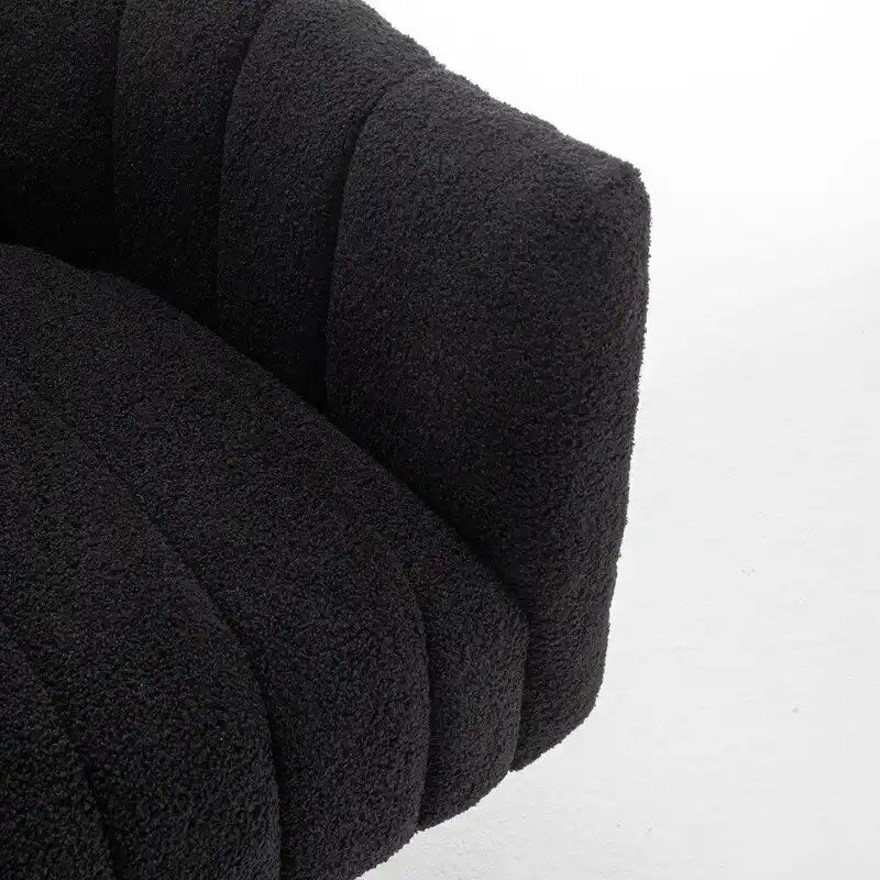 Fauteuil rond pivotant rembourré en velours style glamour moderne