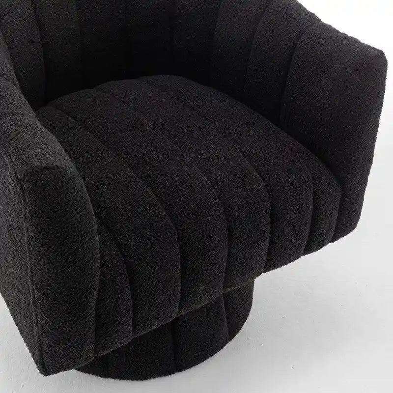 Fauteuil rond pivotant rembourré en velours style glamour moderne