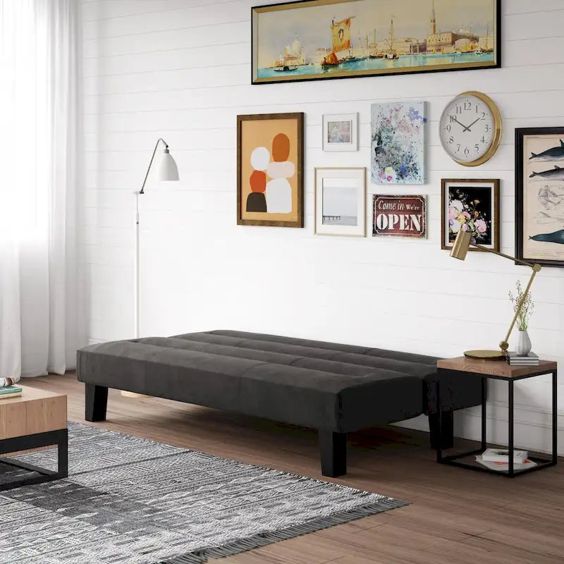Canapé futon en microfibre avec design convertible pliable pour salon