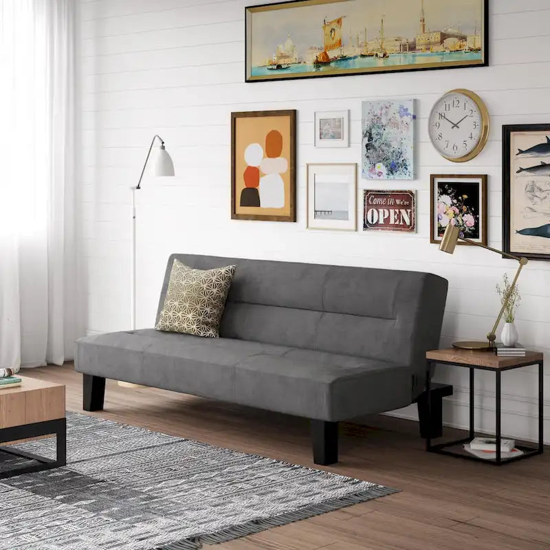 Canapé futon en microfibre avec design convertible pliable pour salon