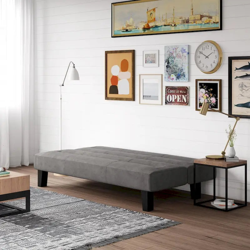 Canapé futon en microfibre avec design convertible pliable pour salon