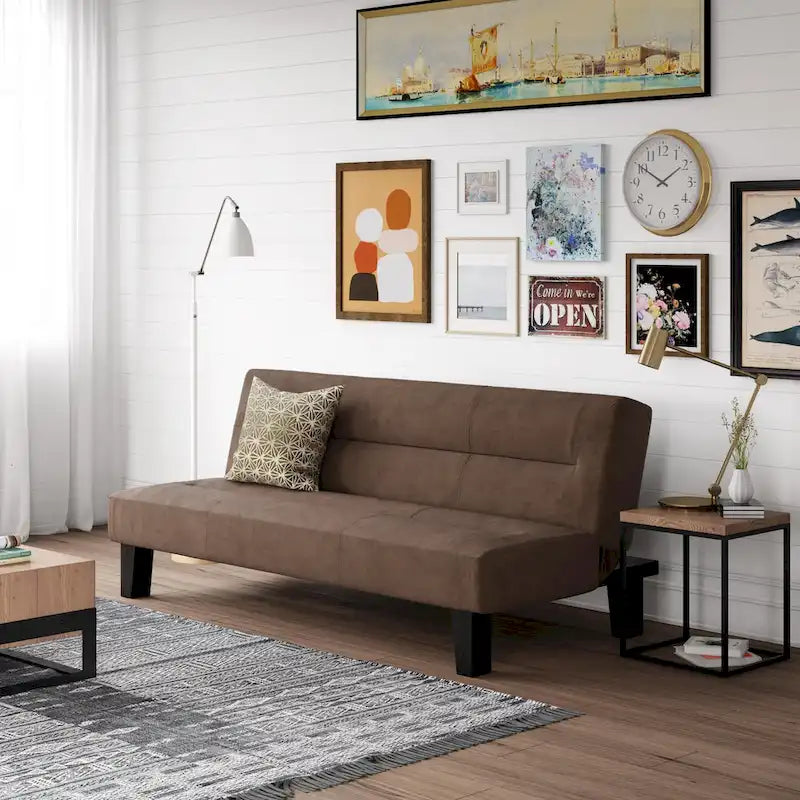 Canapé futon en microfibre avec design convertible pliable pour salon