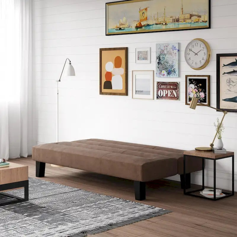 Canapé futon en microfibre avec design convertible pliable pour salon