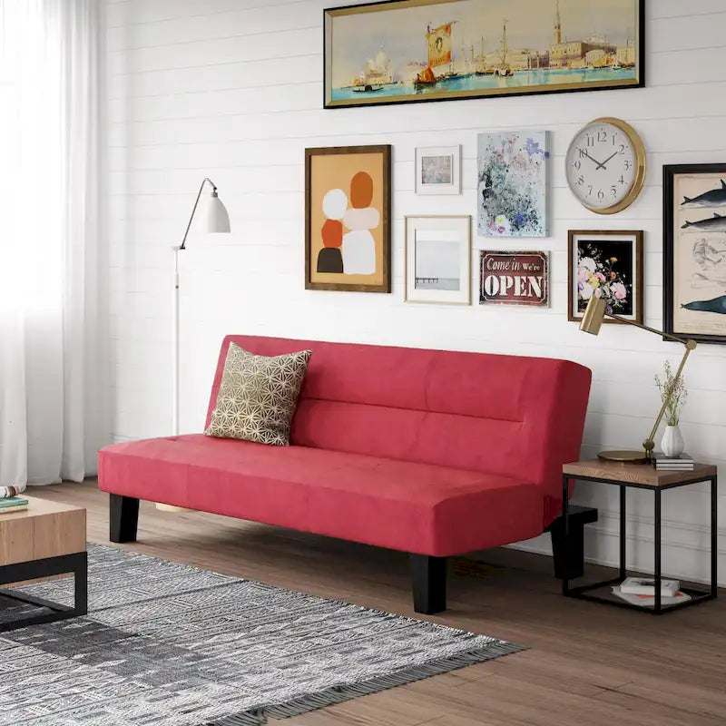 Canapé futon en microfibre avec design convertible pliable pour salon