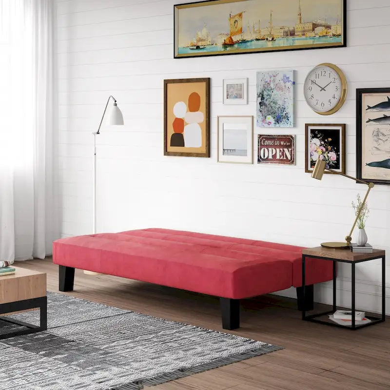 Canapé futon en microfibre avec design convertible pliable pour salon