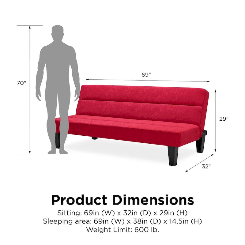 Canapé futon en microfibre avec design convertible pliable pour salon