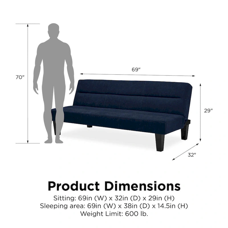 Canapé futon en microfibre avec design convertible pliable pour salon