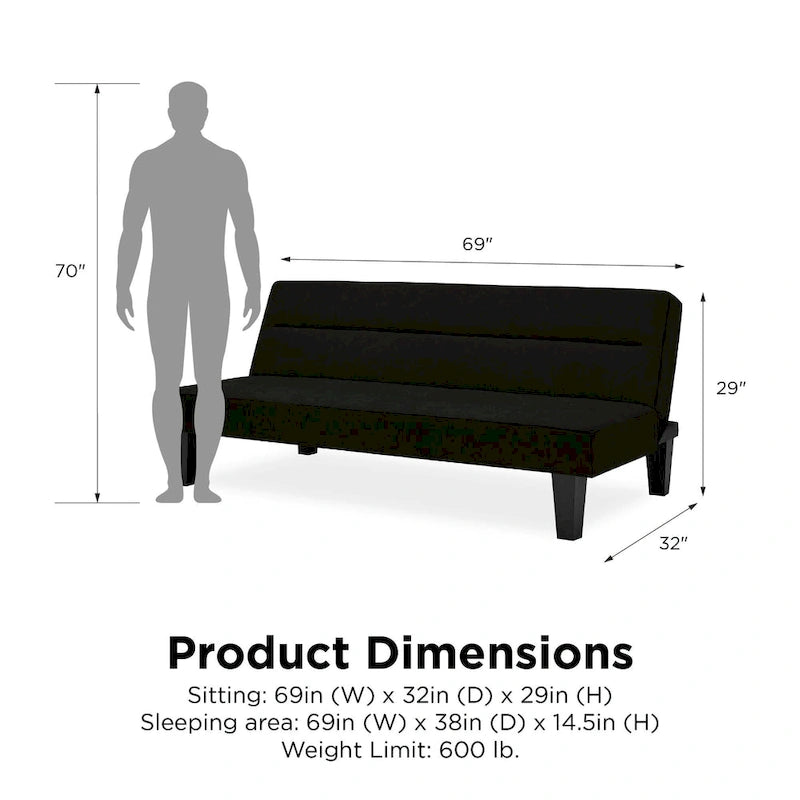 Canapé futon en microfibre avec design convertible pliable pour salon