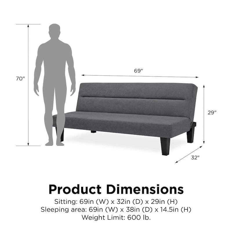 Canapé futon en microfibre avec design convertible pliable pour salon