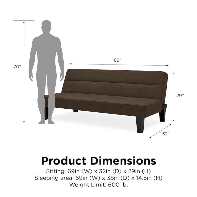 Canapé futon en microfibre avec design convertible pliable pour salon
