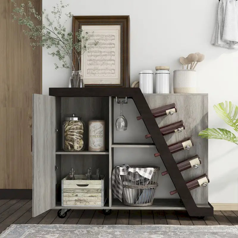 Armoire à vin mobile moderne à 6 étagères