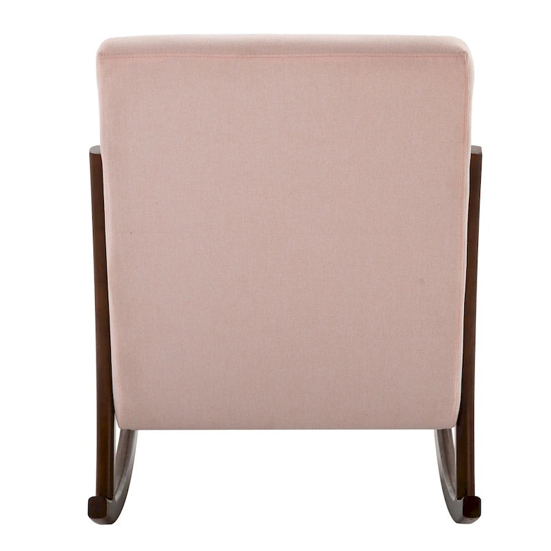 Fauteuil à bascule avec piètement en bois courbé, fauteuil à bascule en tissu avec assise rembourrée pour chambre et salon