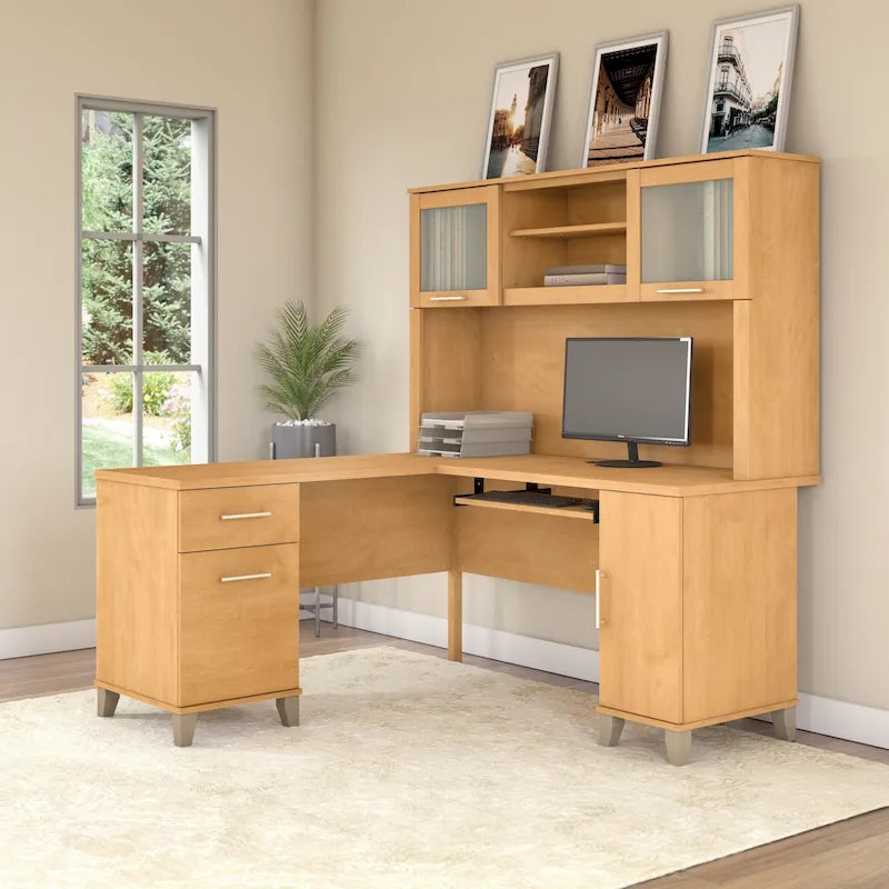 Bureau en L 60 po avec huche de rangement