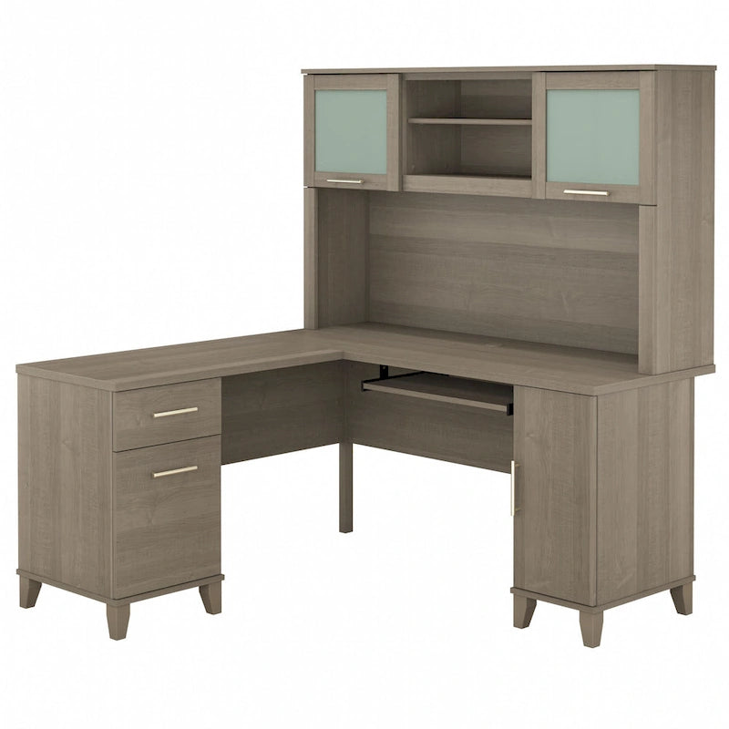 Bureau en L 60 po avec huche de rangement