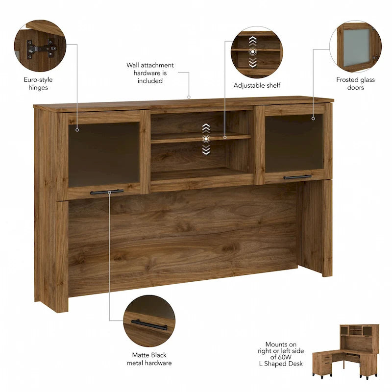Bureau en L 60 po avec huche de rangement