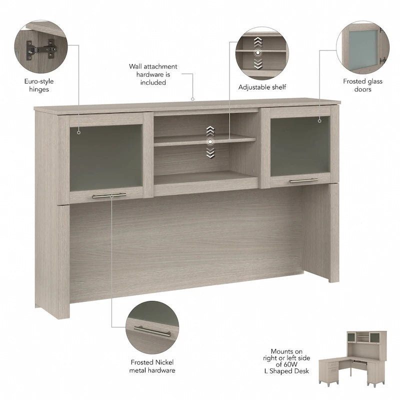Bureau en L 60 po avec huche de rangement