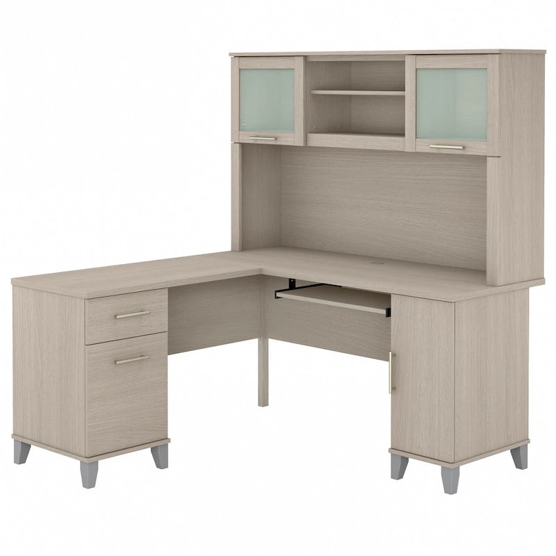 Bureau en L 60 po avec huche de rangement