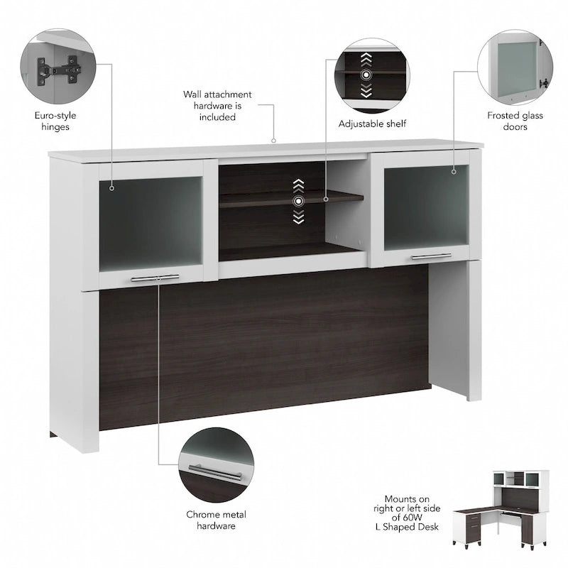 Bureau en L 60 po avec huche de rangement