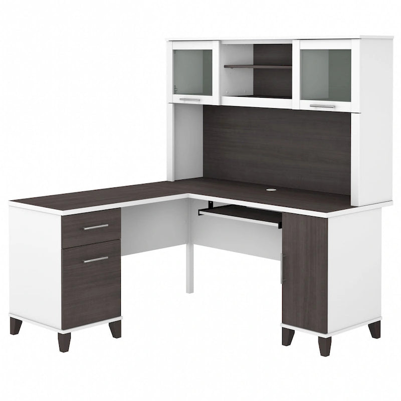 Bureau en L 60 po avec huche de rangement