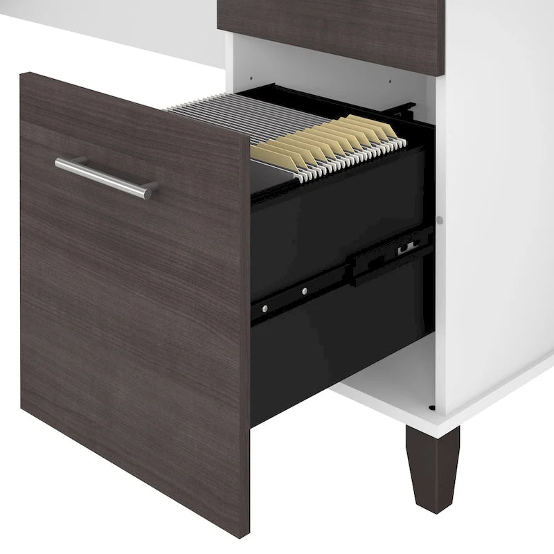 Bureau en L 60 po avec huche de rangement