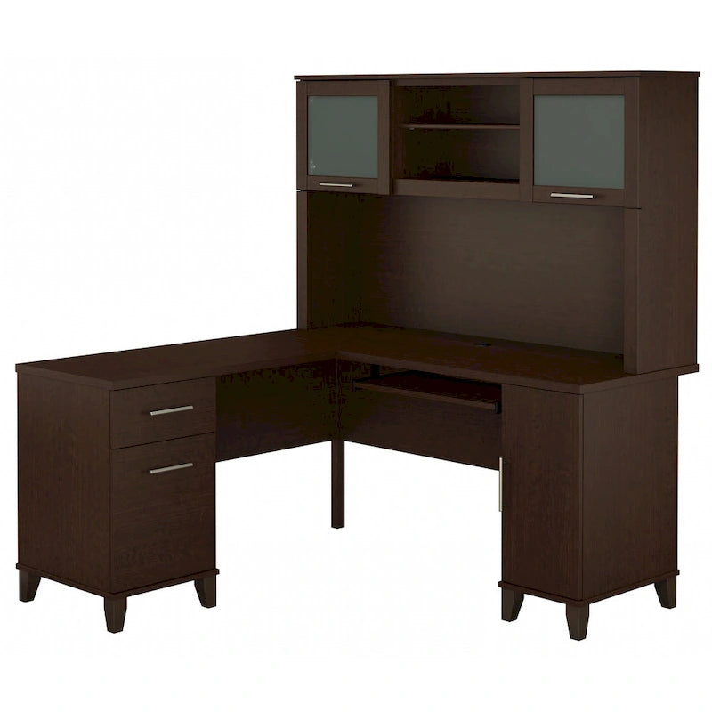 Bureau en L 60 po avec huche de rangement
