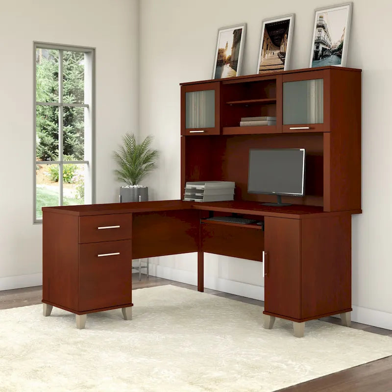 Bureau en L 60 po avec huche de rangement